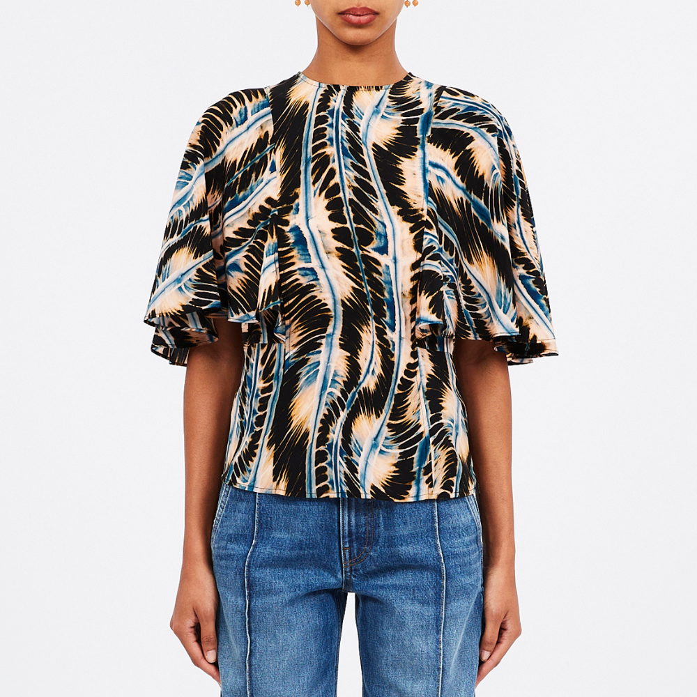 Ulla Johnson Ada Silk Top in Shibori River Print ULLA JOHNSON Designer fashion shop online and in store High End fashion boutique Sydney Australia Riada Concept