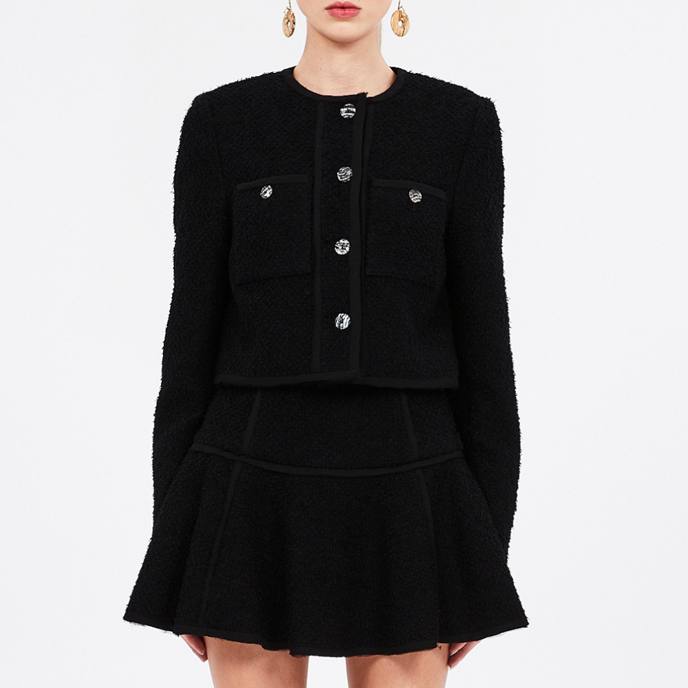 Ulla Johnson Brynn Textured Tweed Jacket in Black ULLA JOHNSON Designer fashion shop online and in store High End fashion boutique Sydney Australia Riada Concept