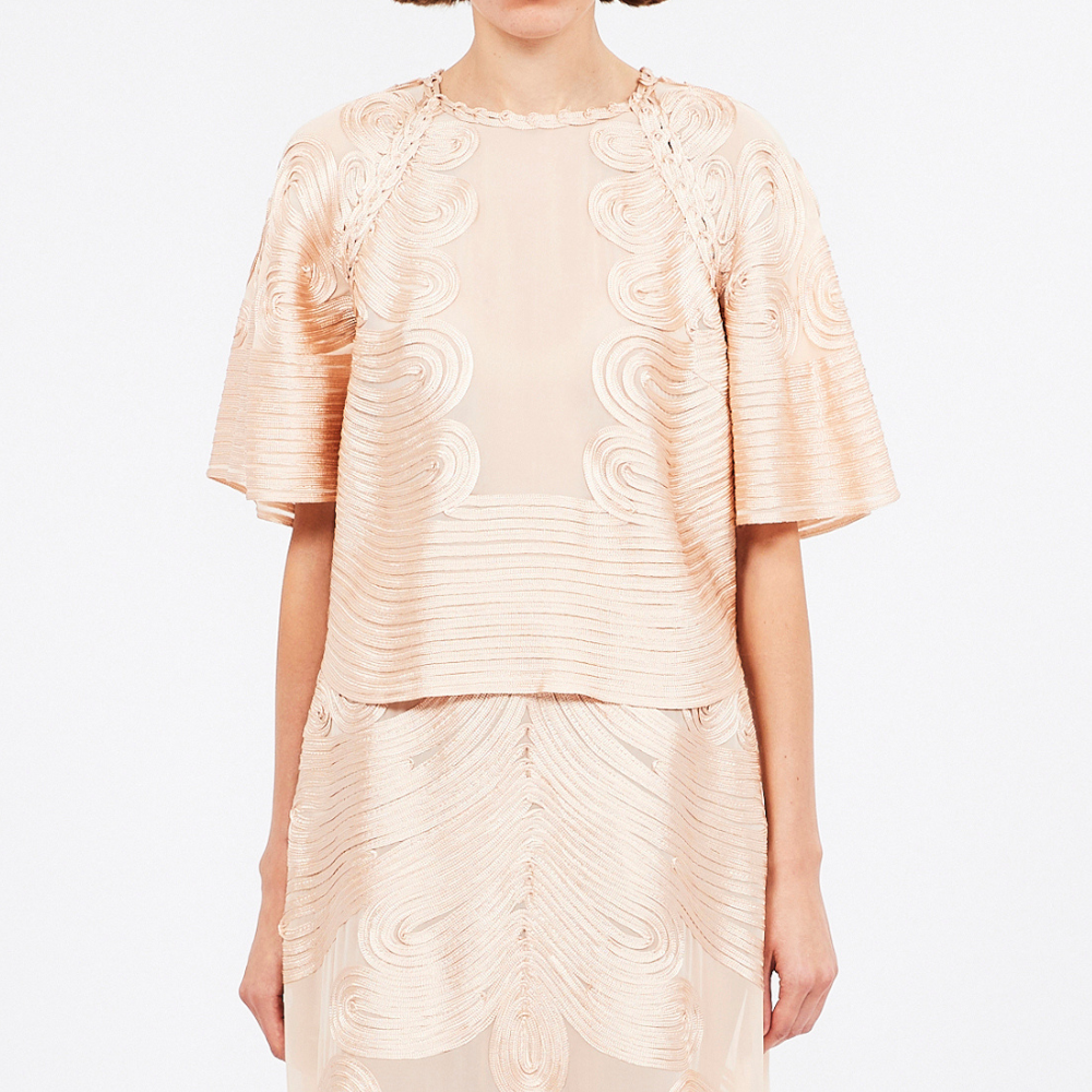 Ulla Johnson Short Sleeve Silk Marlo Top in Peony Cream ULLA JOHNSON Designer fashion shop online and in store High End fashion boutique Sydney Australia Riada Concept