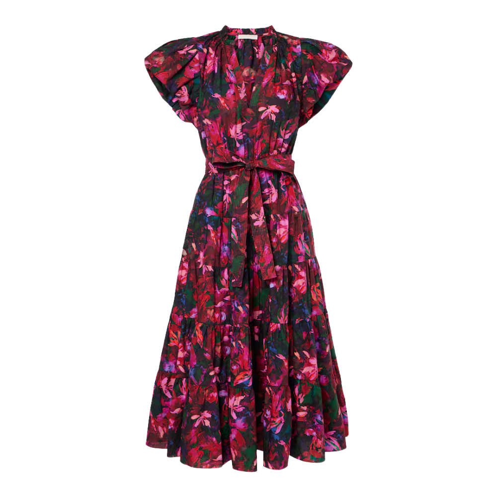 Ulla Johnson Ottilie Midi Dress in Hibiscus Print ULLA JOHNSON Designer fashion shop online and in store High End fashion boutique Sydney Australia Riada Concept