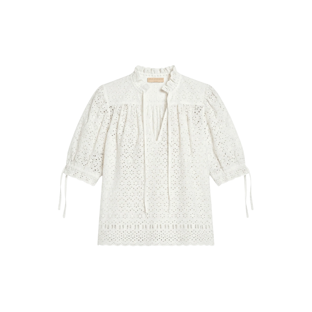 Ulla Johnson Alouette Short-Sleeve Cotton Top in Pristine – International designer fashion boutique Australia Riada Concept Woollahra