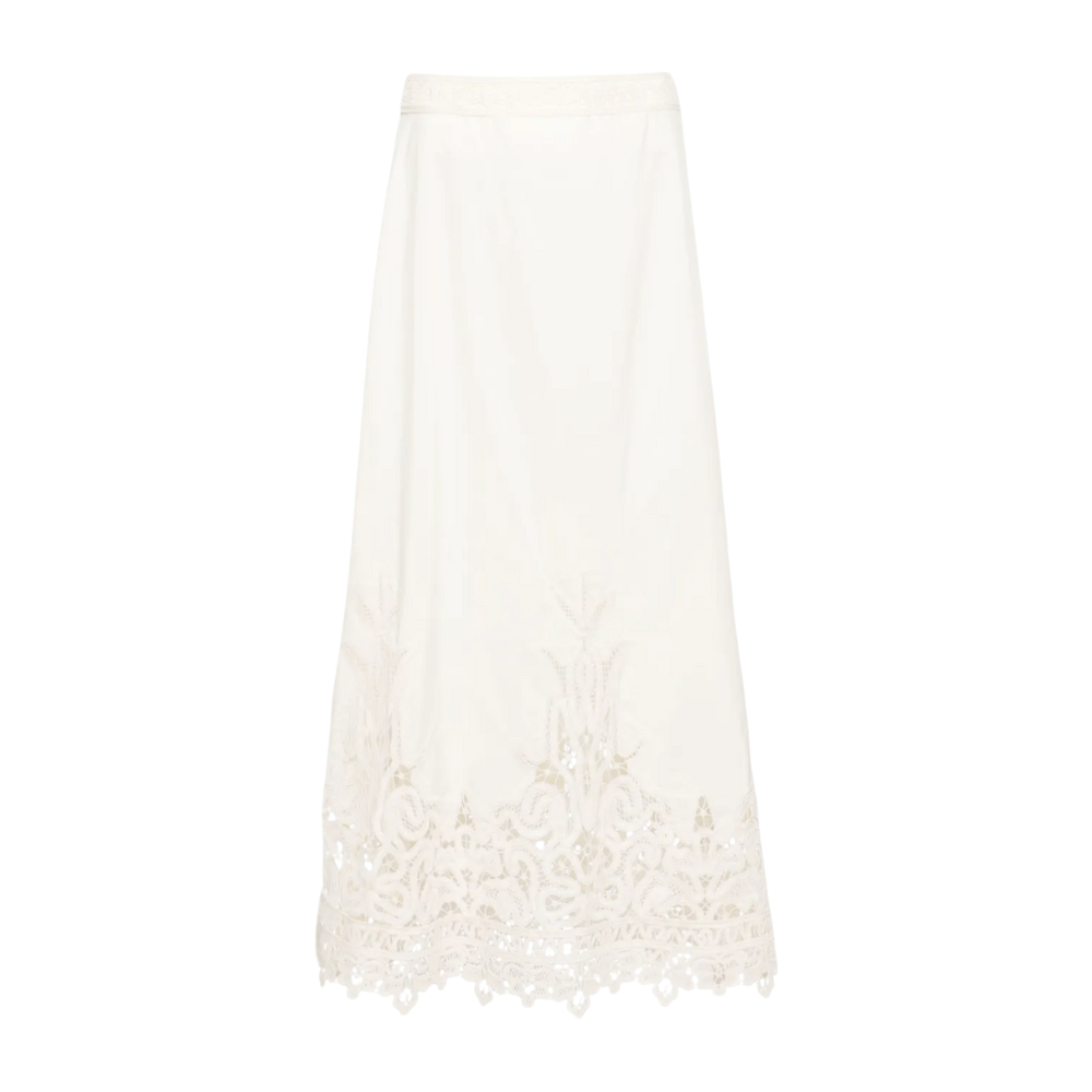 Ulla Johnson High Waisted Karlyn Midi Skirt in Off-White ULLA JOHNSON Designer fashion shop online and in store High End fashion boutique Sydney Australia Riada Concept