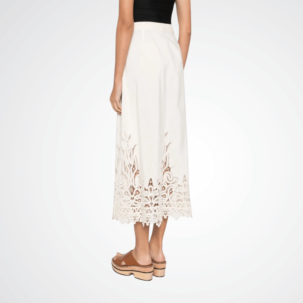 Ulla Johnson High Waisted Karlyn Midi Skirt in Off-White ULLA JOHNSON Designer fashion shop online and in store High End fashion boutique Sydney Australia Riada Concept