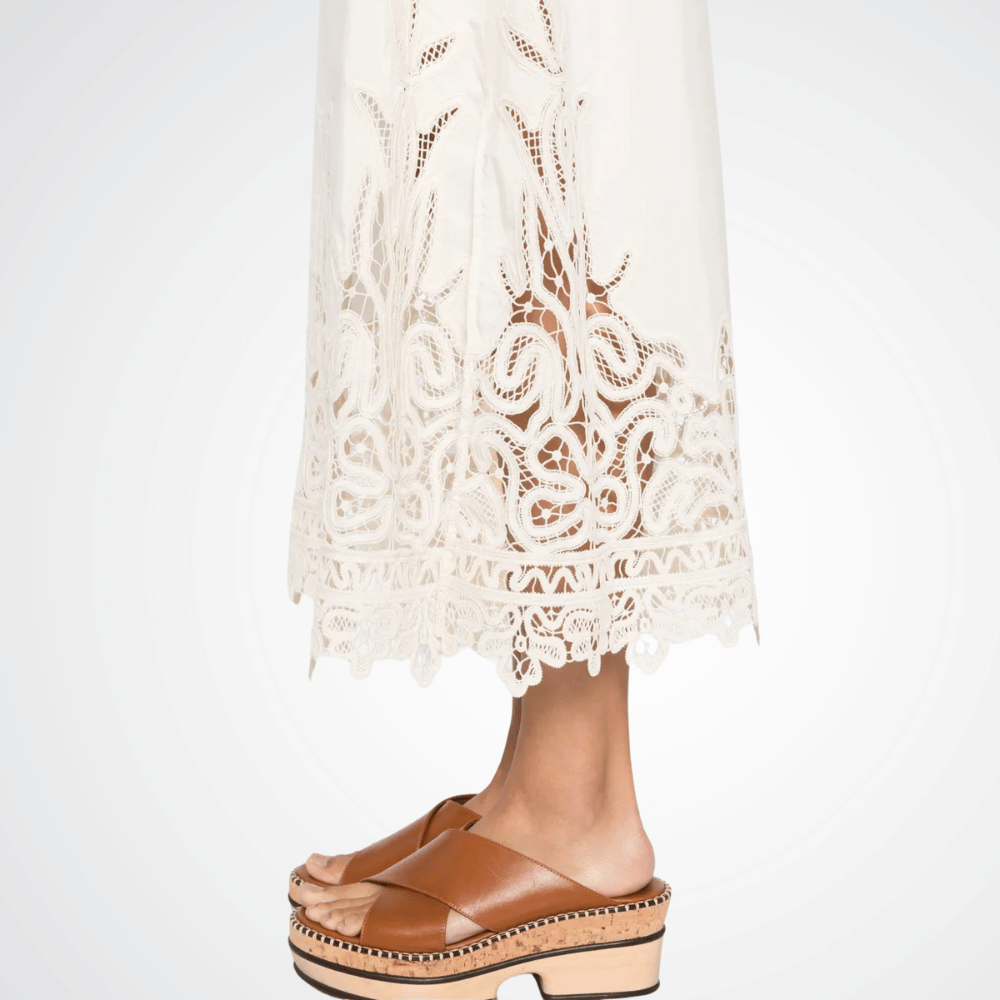 Ulla Johnson High Waisted Karlyn Midi Skirt in Off-White ULLA JOHNSON Designer fashion shop online and in store High End fashion boutique Sydney Australia Riada Concept