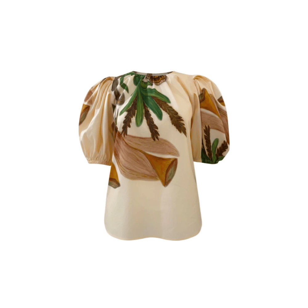 Ulla Johnson Ravena Puff Sleeve Top in Inner Nature Ulla Johnson designer skirts, international luxury fashion boutique Australia Riada Concept Woollahra