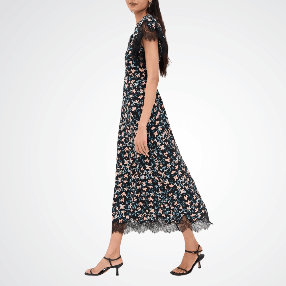 Ulla Johnson Renee Cape Sleeve Dress in Black Floral ULLA JOHNSON Designer fashion shop online and in store High End fashion boutique Sydney Australia Riada Concept