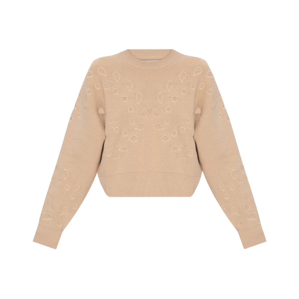 Ulla Johnson Vanessa Cutout Ribbed Knit Pullover Sweater in Beige ULLA JOHNSON Designer fashion shop online and in store High End fashion boutique Sydney Australia Riada Concept
