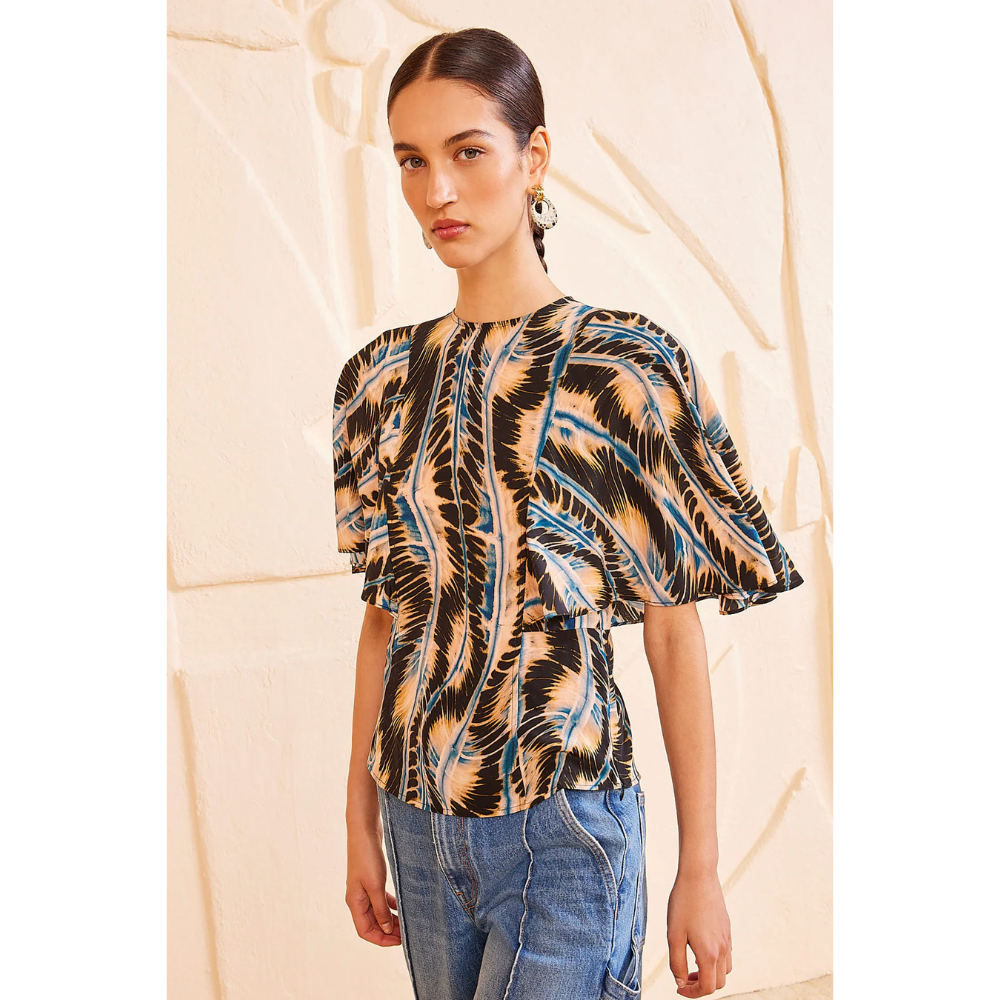 Ulla Johnson Ada Silk Top in Shibori River Print ULLA JOHNSON Designer fashion shop online and in store High End fashion boutique Sydney Australia Riada Concept