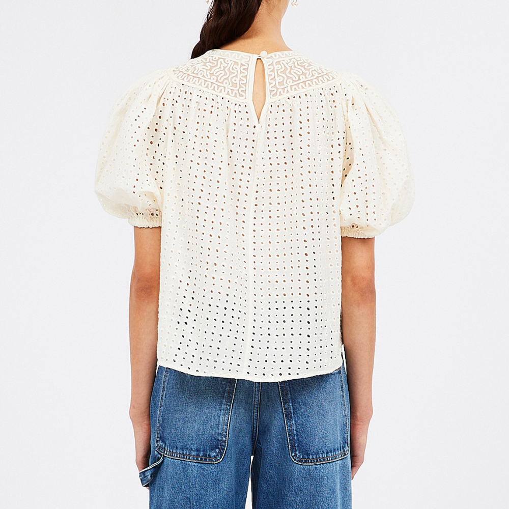 Ulla Johnson Amina Short Sleeve Top in Ivory ULLA JOHNSON Designer fashion shop online and in store High End fashion boutique Sydney Australia Riada Concept