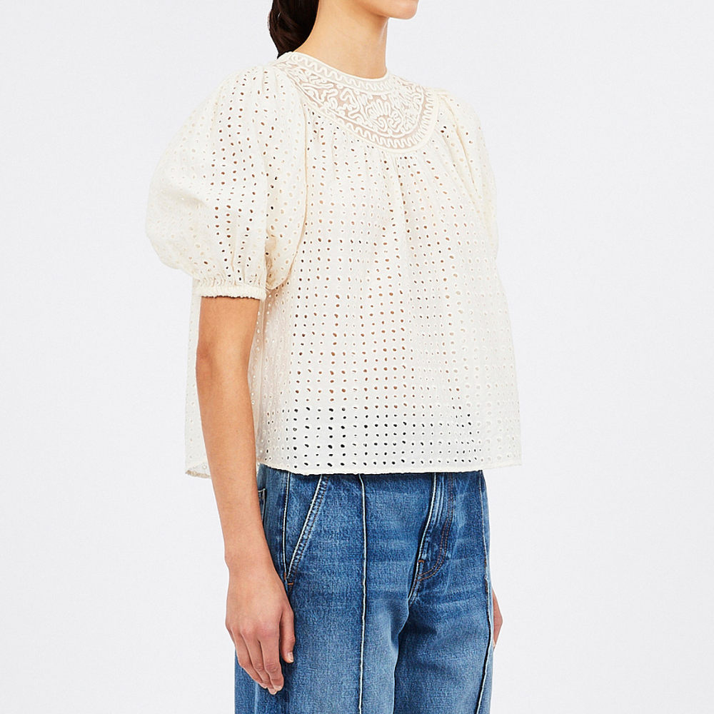 Ulla Johnson Amina Short Sleeve Top in Ivory ULLA JOHNSON Designer fashion shop online and in store High End fashion boutique Sydney Australia Riada Concept