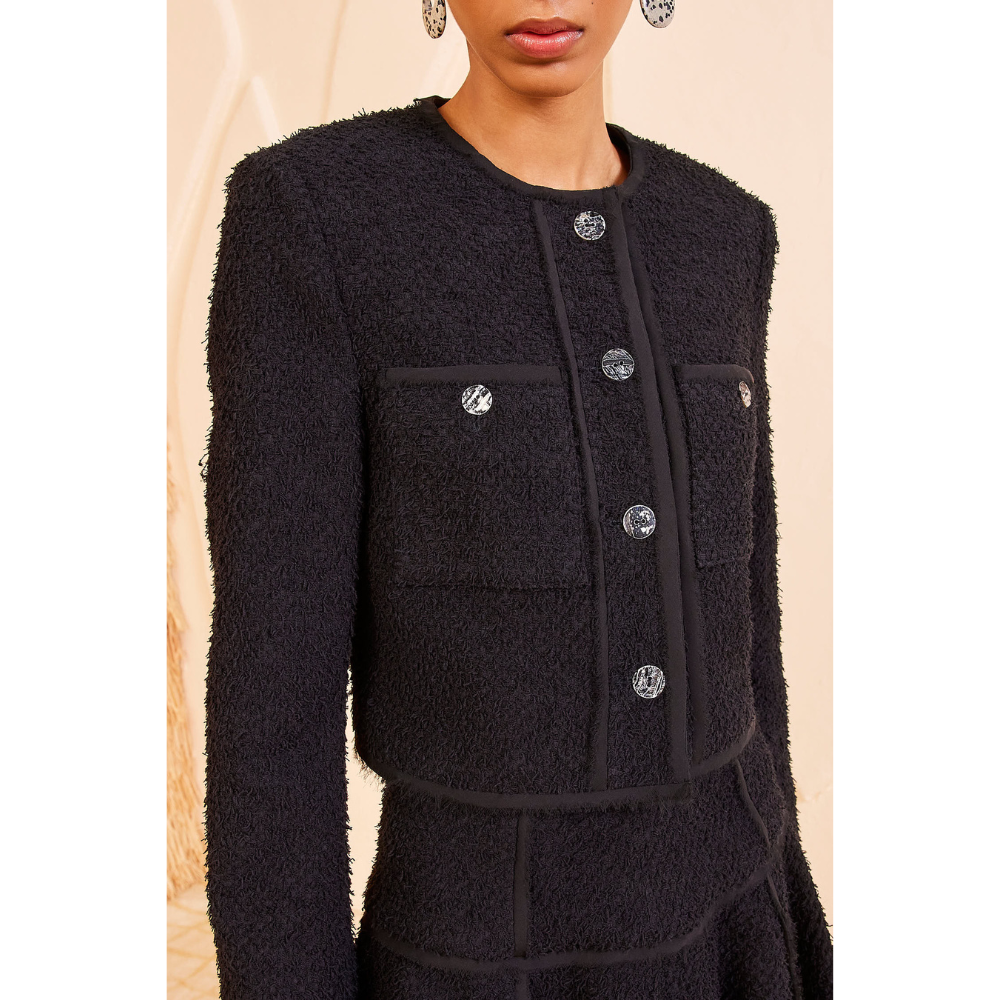Ulla Johnson Brynn Textured Tweed Jacket in Black ULLA JOHNSON Designer fashion shop online and in store High End fashion boutique Sydney Australia Riada Concept