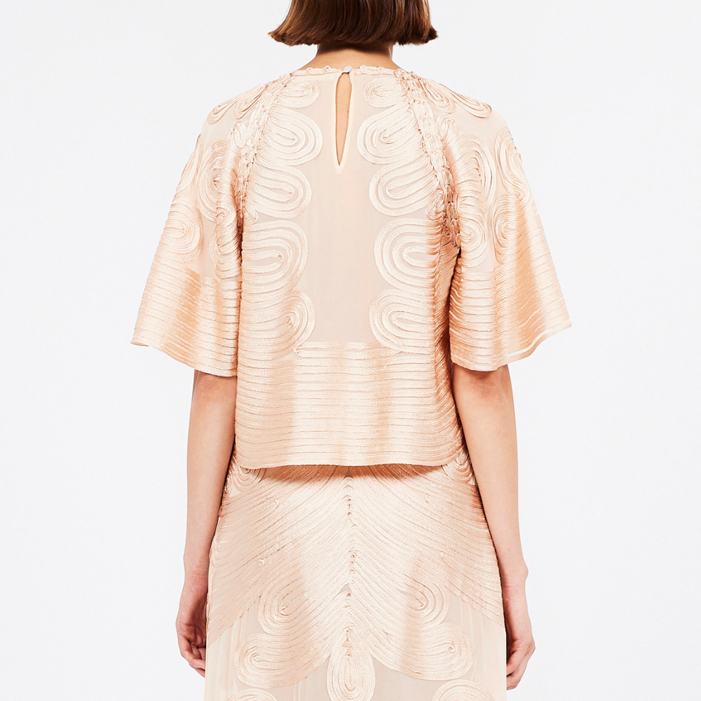 Ulla Johnson Short Sleeve Silk Marlo Top in Peony Cream ULLA JOHNSON Designer fashion shop online and in store High End fashion boutique Sydney Australia Riada Concept