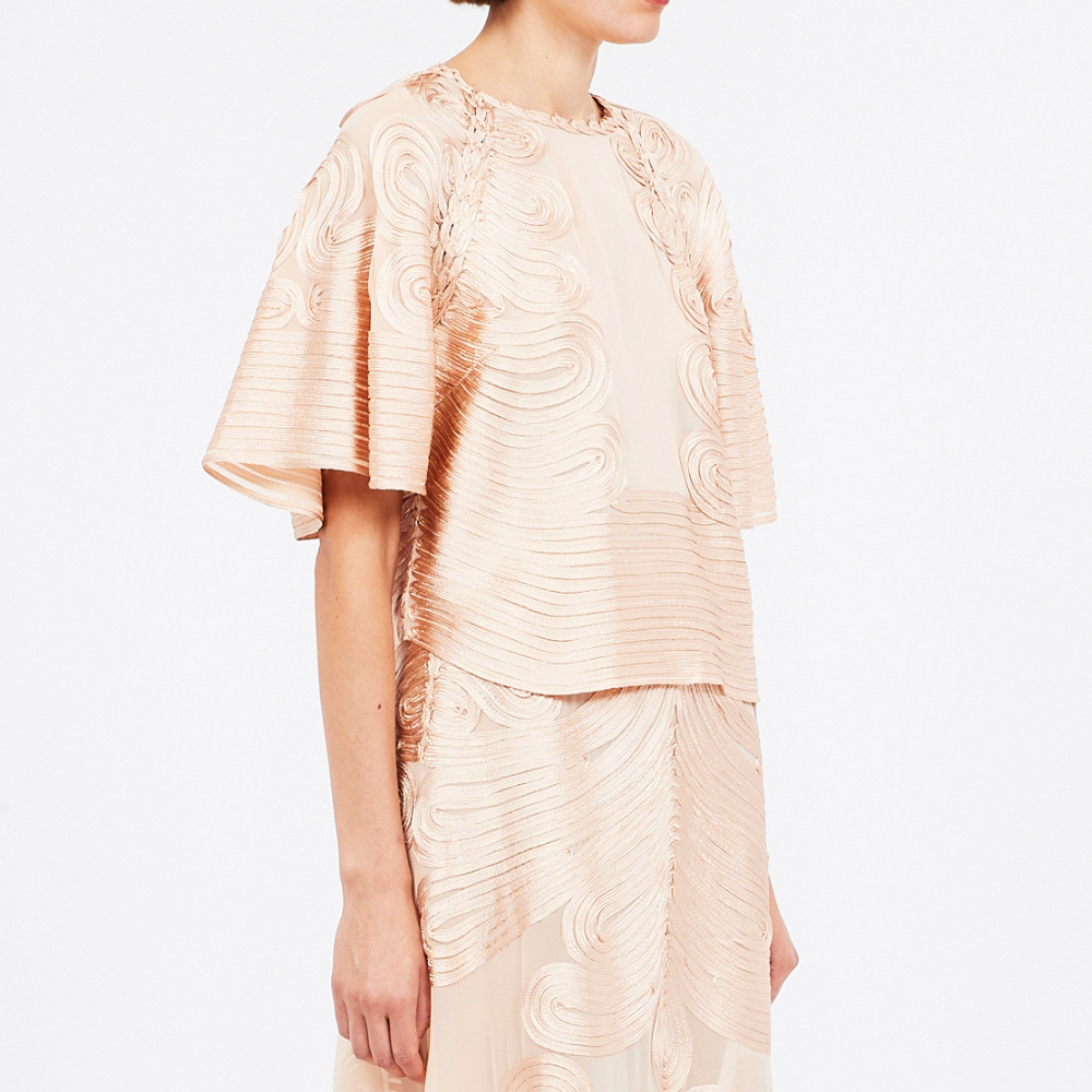 Ulla Johnson Short Sleeve Silk Marlo Top in Peony Cream ULLA JOHNSON Designer fashion shop online and in store High End fashion boutique Sydney Australia Riada Concept