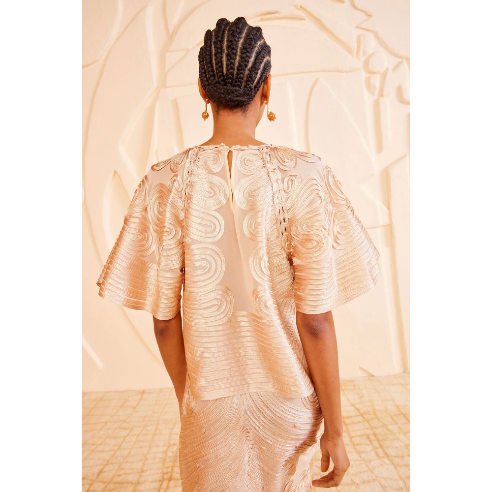 Ulla Johnson Short Sleeve Silk Marlo Top in Peony Cream ULLA JOHNSON Designer fashion shop online and in store High End fashion boutique Sydney Australia Riada Concept