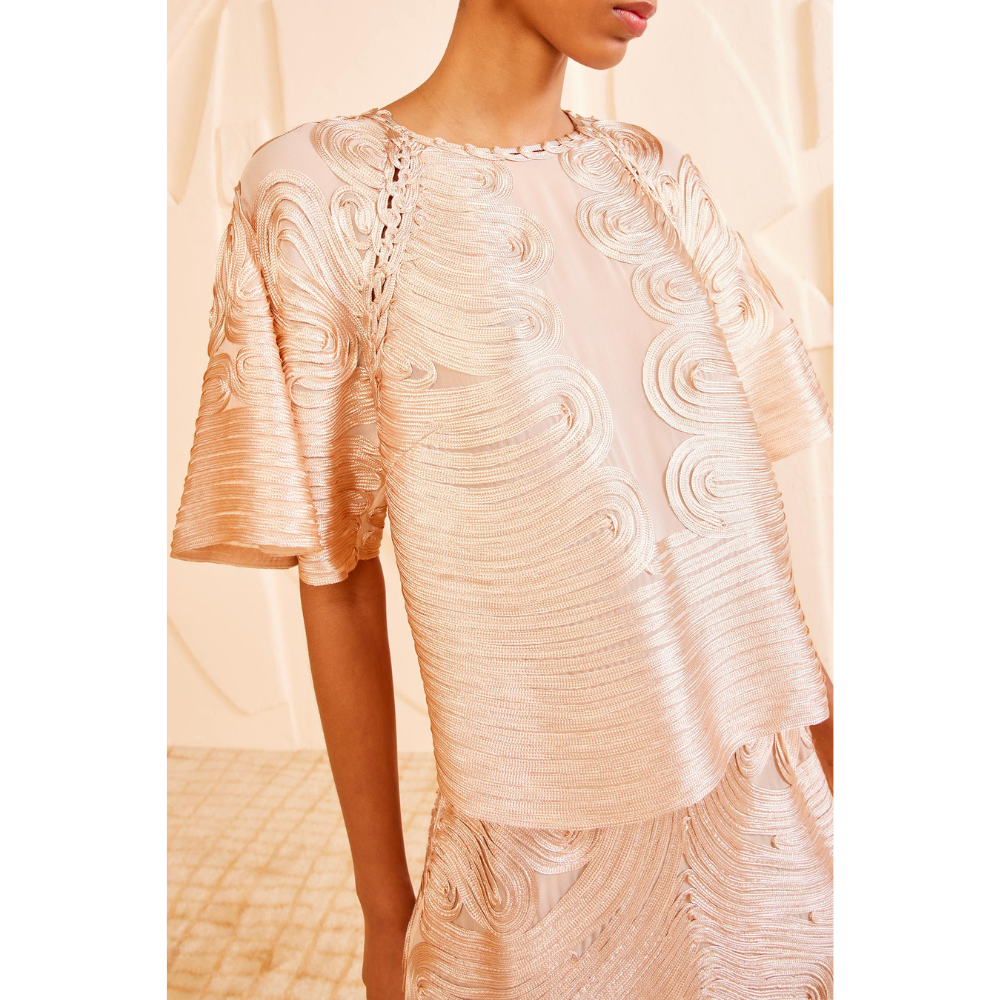 Ulla Johnson Short Sleeve Silk Marlo Top in Peony Cream ULLA JOHNSON Designer fashion shop online and in store High End fashion boutique Sydney Australia Riada Concept