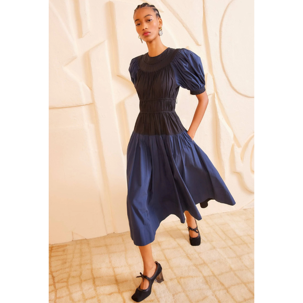 Ulla Johnson Marte Midi Dress in Twilight ULLA JOHNSON Designer fashion shop online and in store High End fashion boutique Sydney Australia Riada Concept