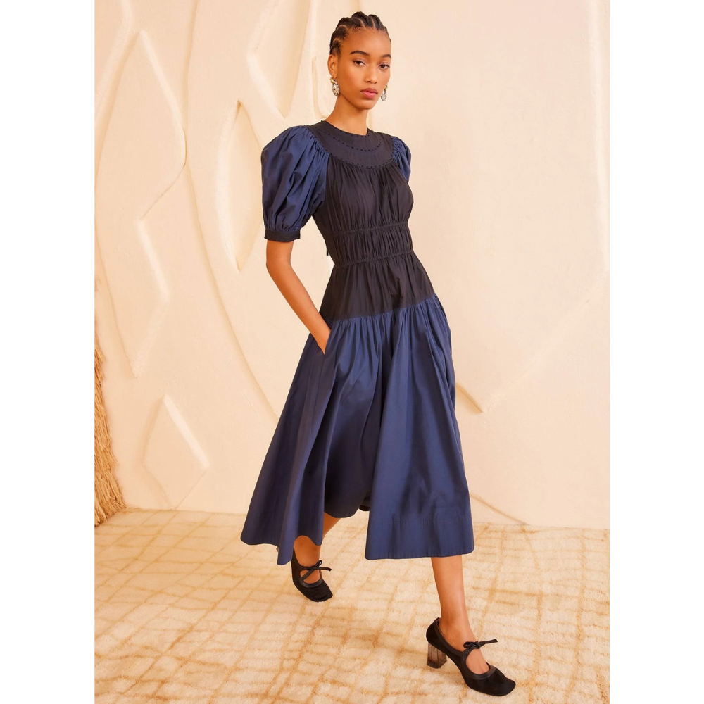 Ulla Johnson Marte Midi Dress in Twilight ULLA JOHNSON Designer fashion shop online and in store High End fashion boutique Sydney Australia Riada Concept