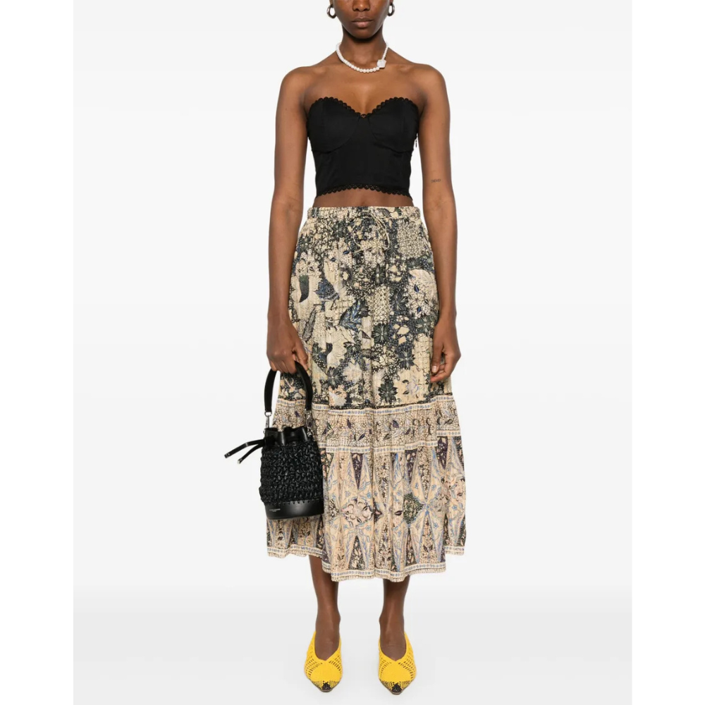 Ulla Johnson Olina Midi Skirt in Bellflower Print ULLA JOHNSON Designer fashion shop online and in store High End fashion boutique Sydney Australia Riada Concept