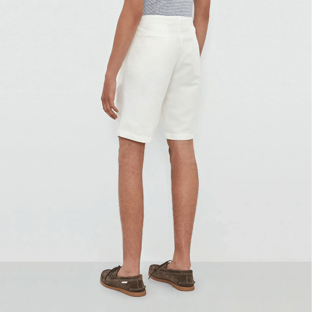 Massimo Alba Menswear Vela Cotton-Linen Panama Bermuda Shorts in White MASSIMO ALBA ITALIAN MENSWEAR shop at Riada Concept Luxury International Designer Boutique in store and online Sydney