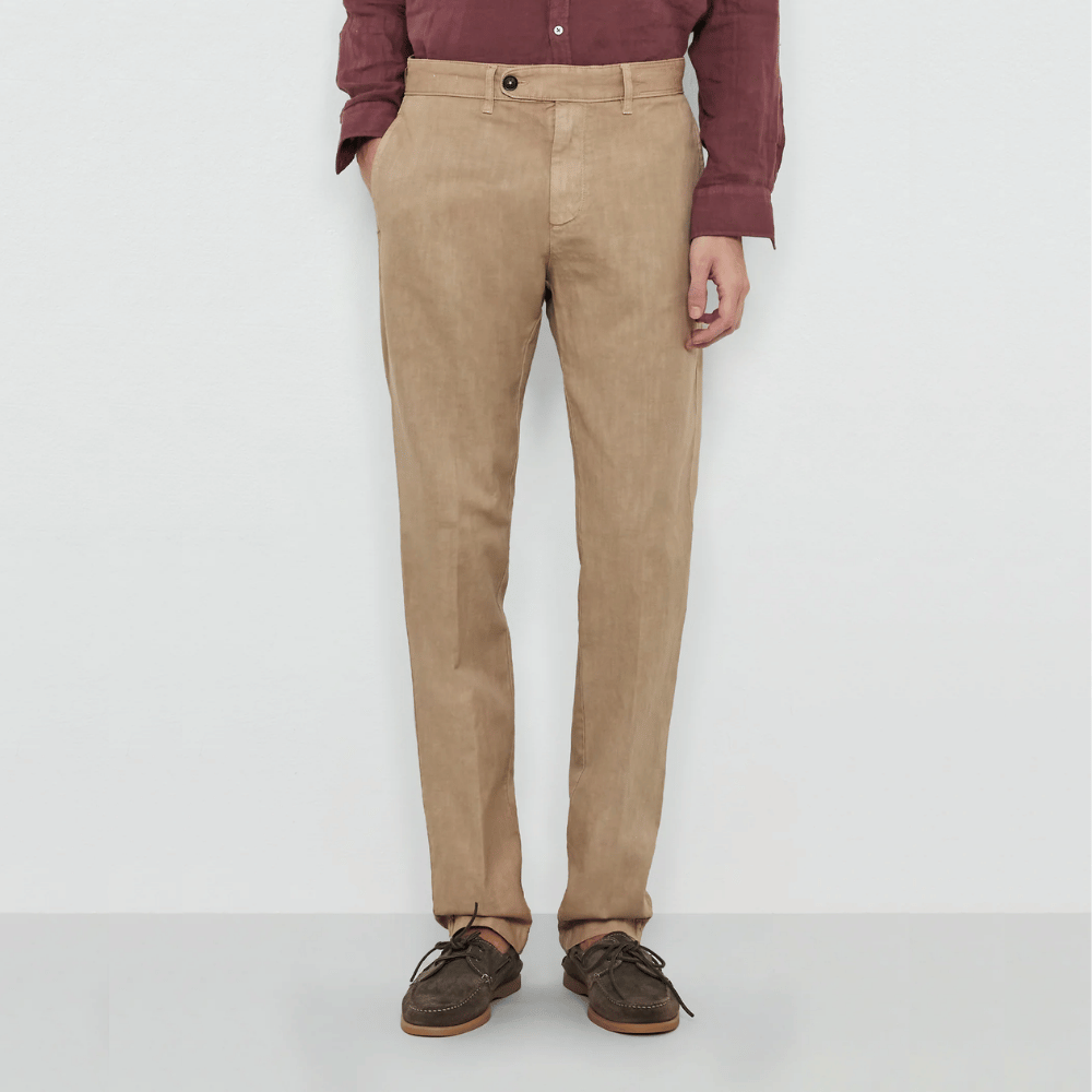 Massimo Alba Menswear Winch2 Cotton-Linen Panama Trousers in Tan MASSIMO ALBA ITALIAN MENSWEAR shop at Riada Concept Luxury International Designer Boutique in store and online Sydney