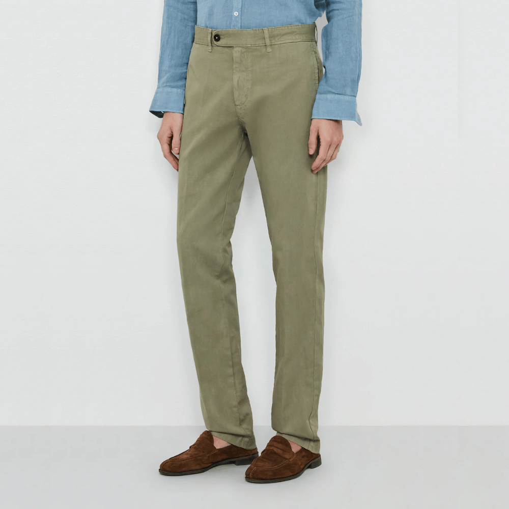 Massimo Alba Menswear Winch2 Cotton-Linen Panama Trousers in Olive Green MASSIMO ALBA ITALIAN MENSWEAR shop at Riada Concept Luxury International Designer Boutique in store and online Sydney