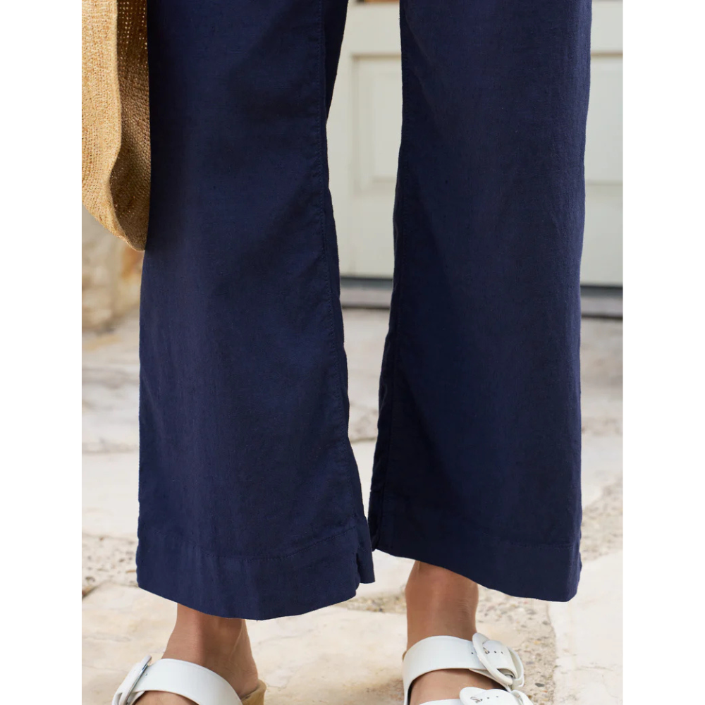 Wexford Wide Leg Linen Pant in Navy