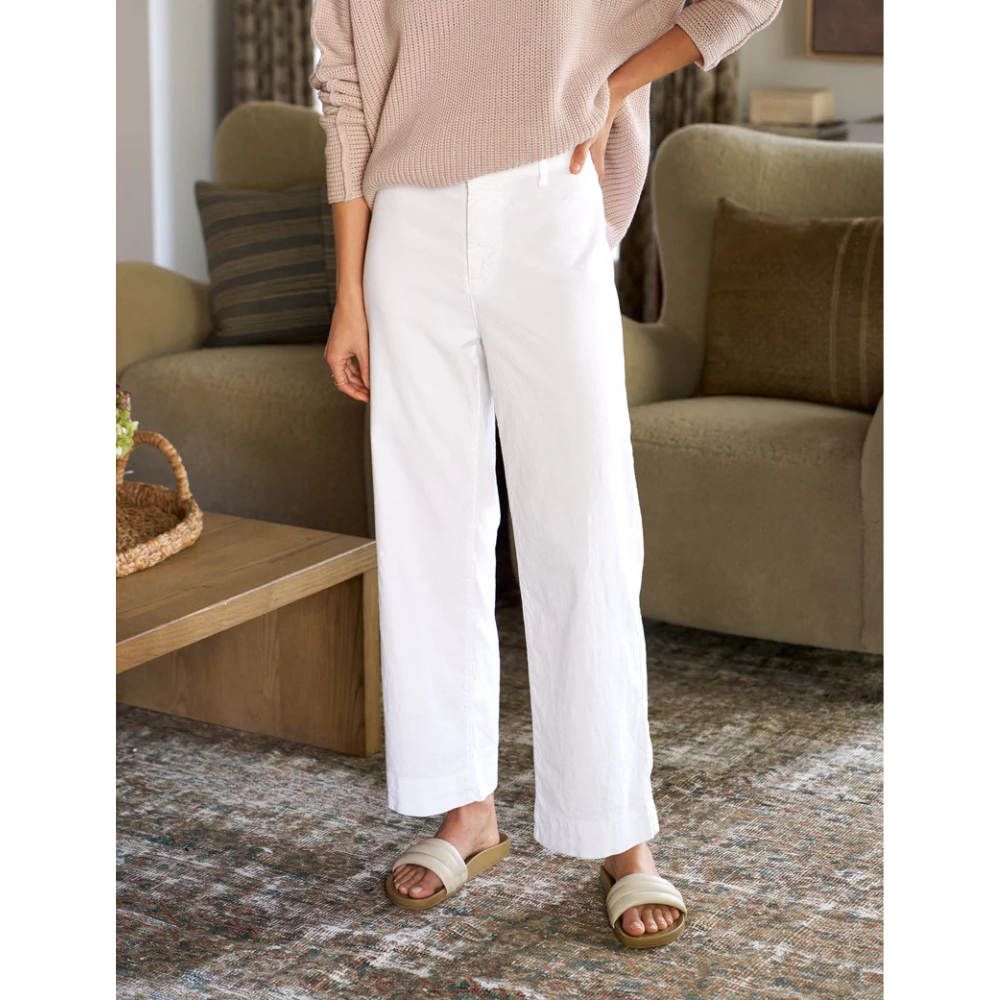 Wexford Wide Leg Linen Pant in White