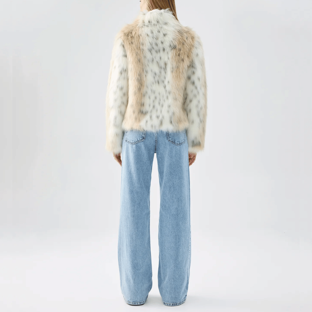 Unreal Fur Wild Dream Faux Fur Jacket in Snow Leopard – International designer fashion boutique Australia Riada Concept Woollahra