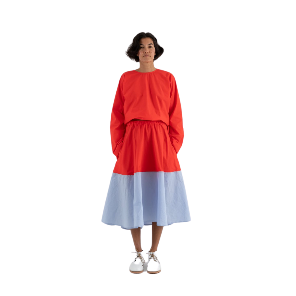 SOFIE D'HOORE BI COLOUR SKIRT IN POPPY, DESIGNER LUXURY BOUTIQUE SYDNEY RIADA CONCEPT