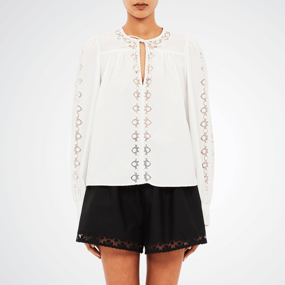 Ulla Johnson Kady Long Sleeve Cotton Blouse in White ULLA JOHNSON Designer fashion shop online and in store High End fashion boutique Sydney Australia Riada Concept