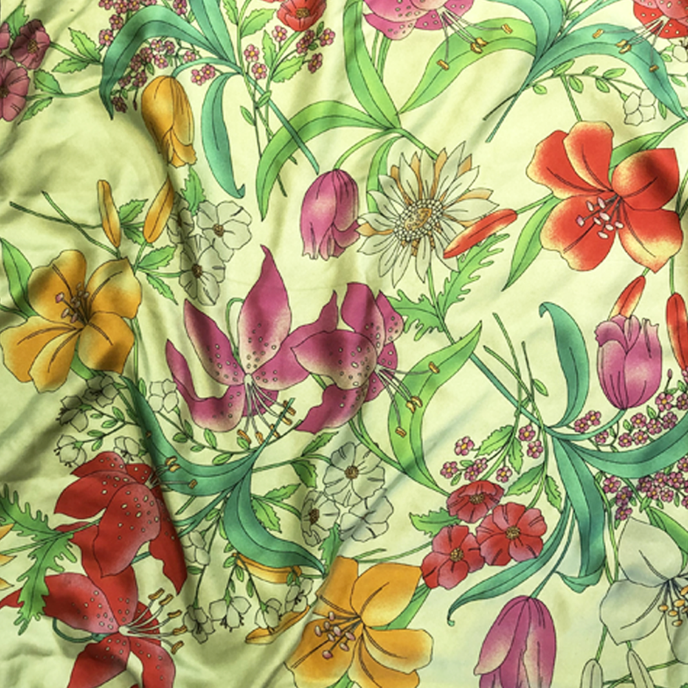 Lily Print Cashmere/Silk Scarf in Nettare