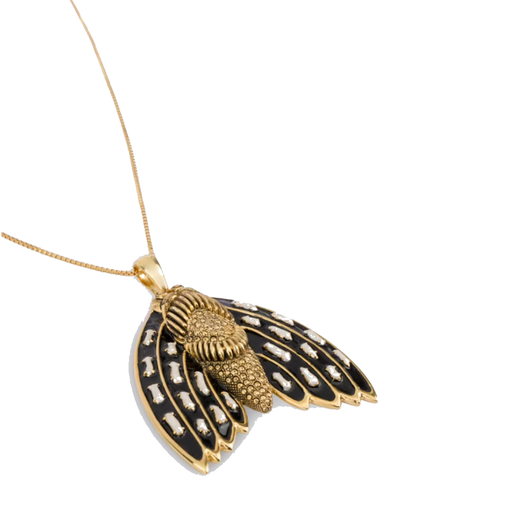 Moth Charm Necklace in Gold