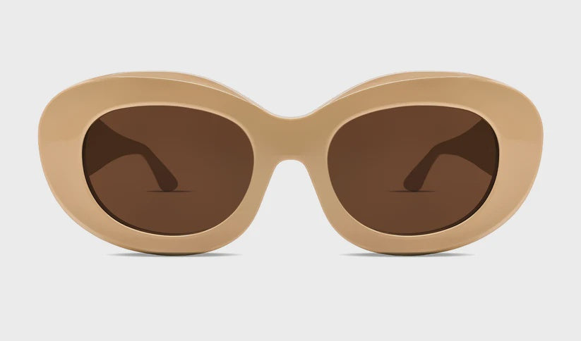 ENVY Oversized Oval Sunglasses in Peanut Beige