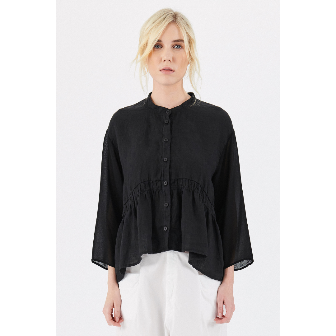 New Linen Blouse in Black