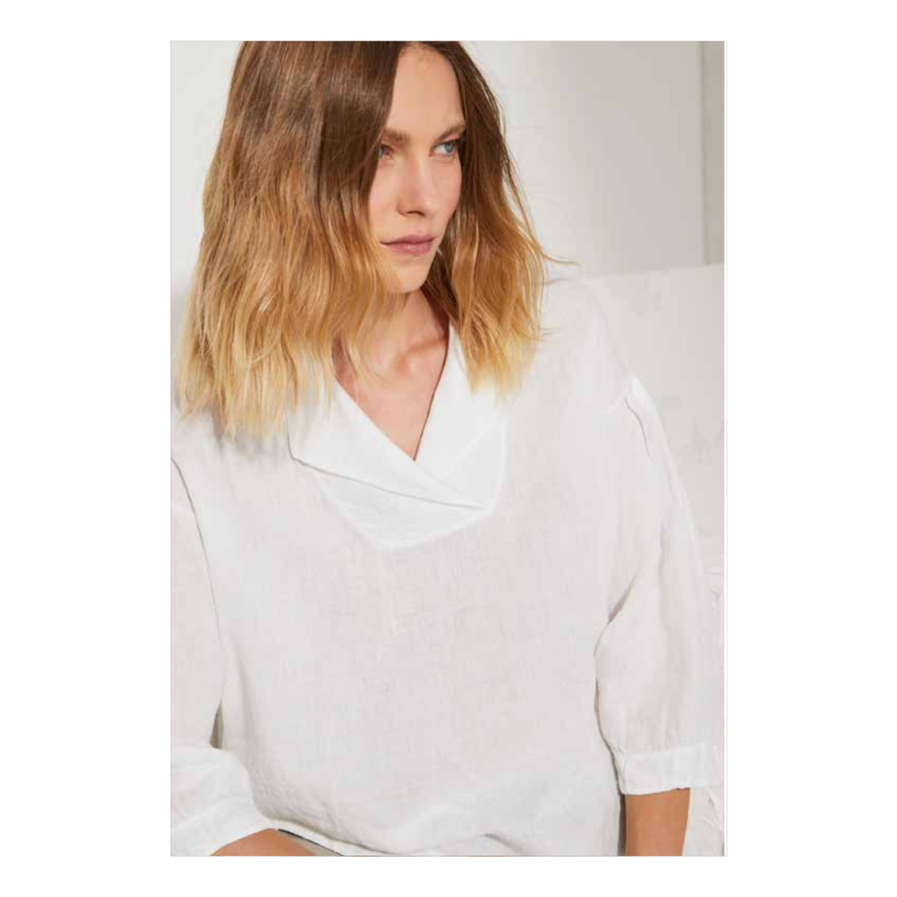 Linen blouse top in white