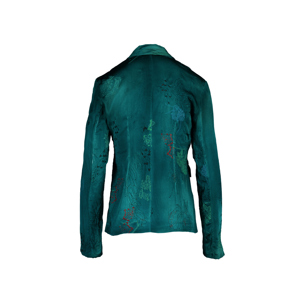 Avant Toi Fitted Stretch Silk Blazer with Poppy Embroidery in Menta – International designer fashion boutique Australia Riada Concept Woollahra