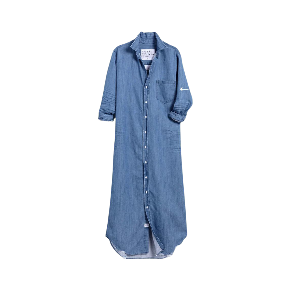 Rory Maxi Shirtdress in vintage stonewashed indigo