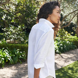 Eileen Relaxed Button-Up Shirt in white linen