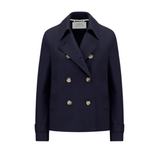 Cropped trench light pressed wool in navy blue