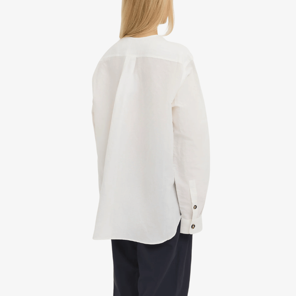 Sofie D’Hoore Linen Cotton Henley Long Sleeve Shirt in Off White