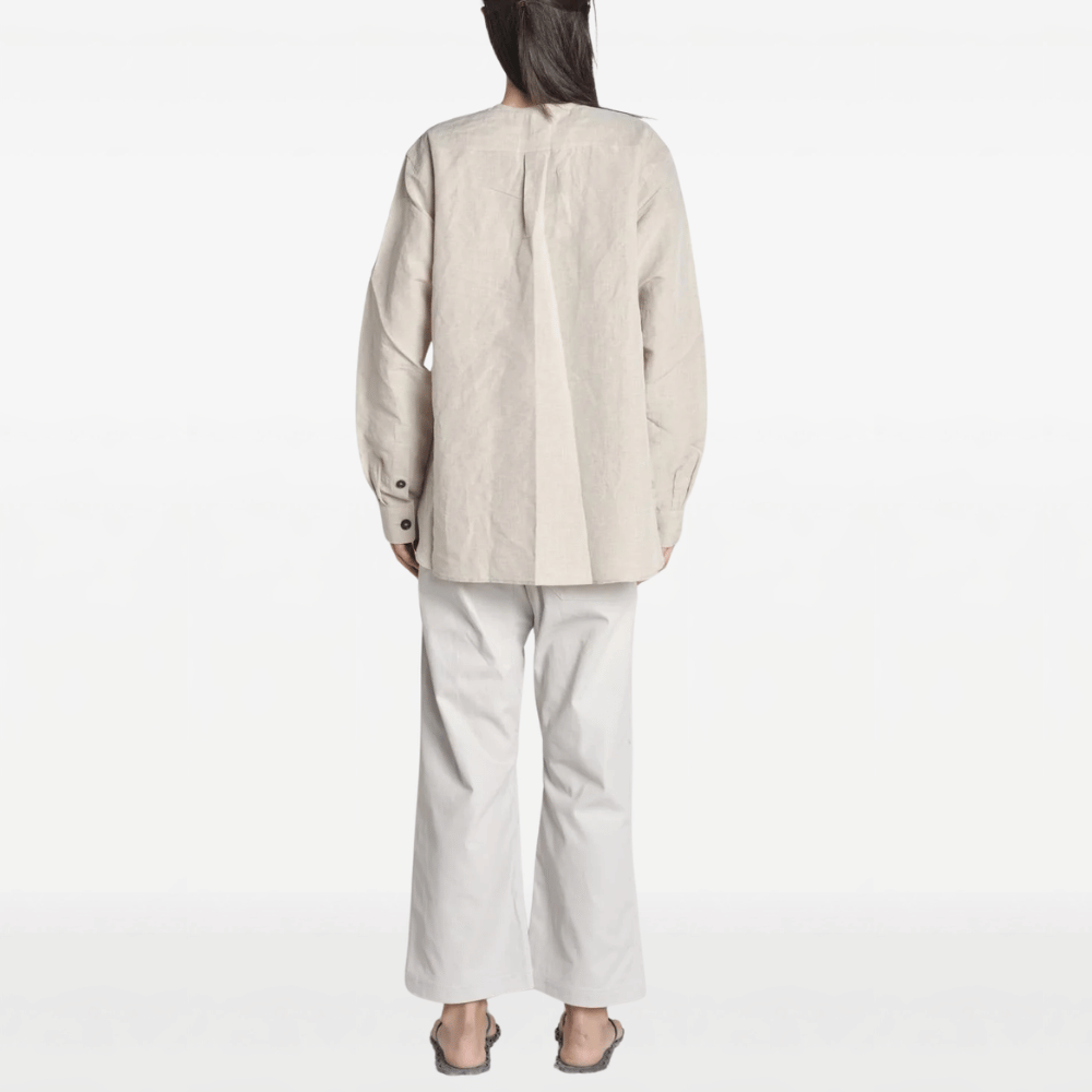 Sofie D’Hoore Linen Cotton Henley Long Sleeve Shirt in Natural