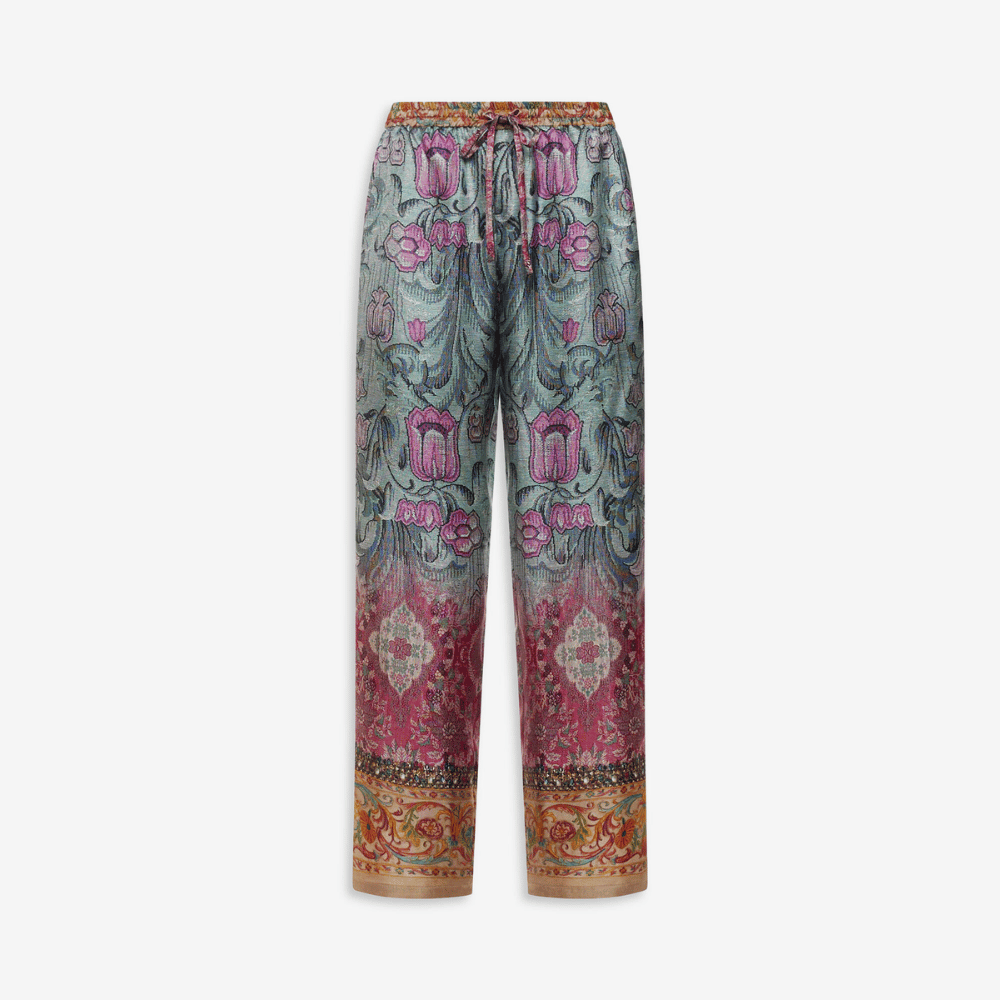 Pierre-Louis Mascia Aloe Silk Trousers in Grey, Pink and Floral Tapestry Print PIERRE LOUIS MASCIA designer fashion online or in-store at Riada Concept, Sydney’s high-end fashion boutique in Australia.