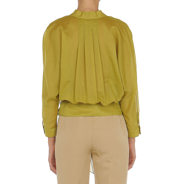 Cotton silk blouse in green