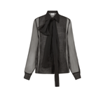 P.A.R.O.S.H. Sheer Silk Bow Blouse in Black – International designer fashion boutique Australia Riada Concept Woollahra