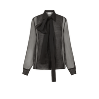 P.A.R.O.S.H. Sheer Silk Bow Blouse in Black – International designer fashion boutique Australia Riada Concept Woollahra