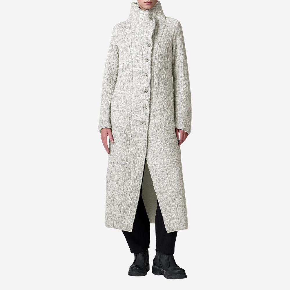 Transit Par Such Virgin Wool Signature High-Neck Long Coat in Chalk – International designer fashion boutique Australia Riada Concept Woollahra