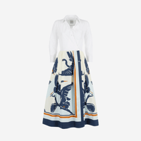 Sara Roka Elenat 85 Dress in Blue Heron and White – International designer fashion boutique Australia Riada Concept Woollahra