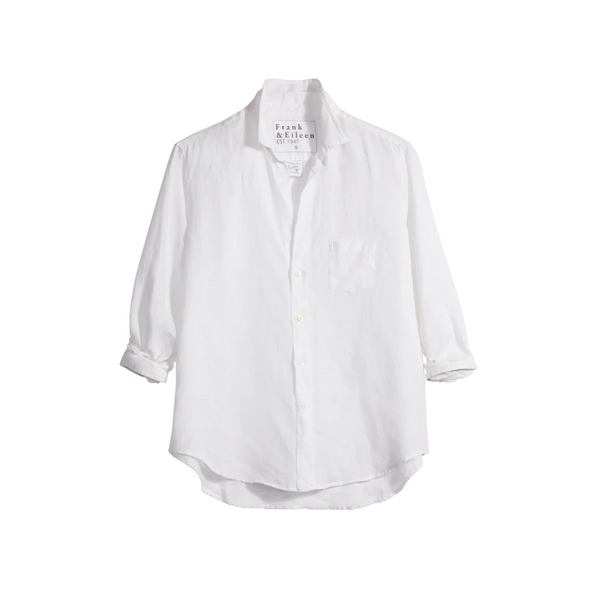 Eileen Relaxed Button-Up Shirt in white linen