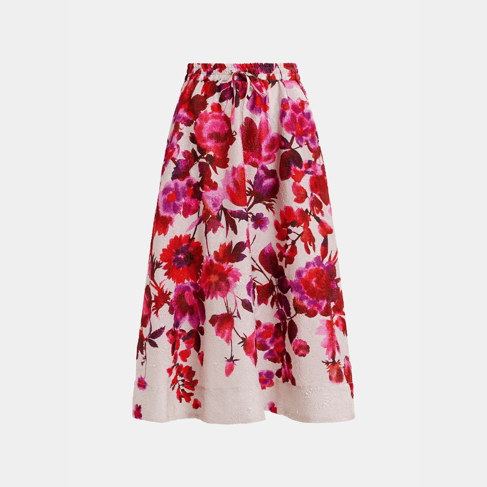 Essentiel Antwerp Harbour Floral Jacquard A-Line Midi Skirt in Off-White ESSENTIEL ANTWERP Designer fashion shop online and in store High End fashion boutique Sydney Australia Riada Concept