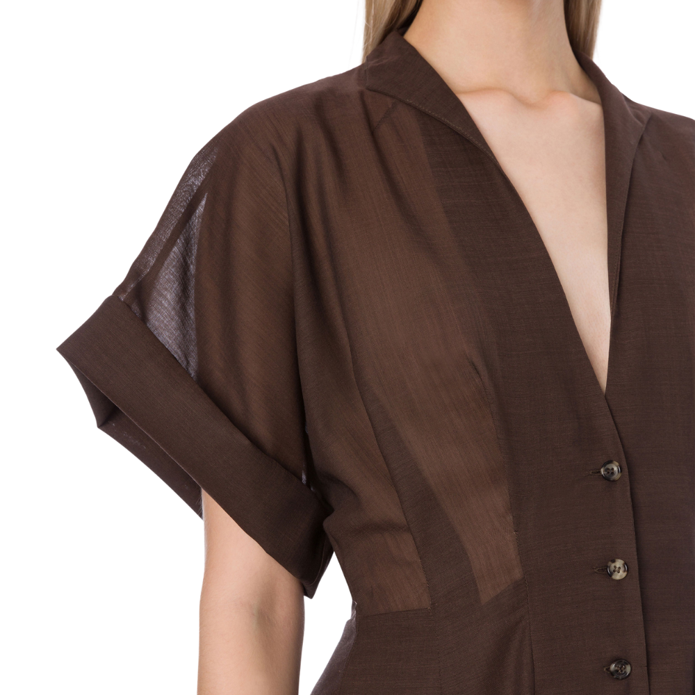 Voile dress in brown